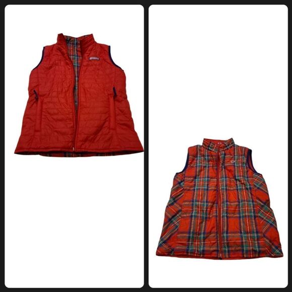 Kids Vineyard Vines Reversible Plaid Vest, Red  Size Large, 14 - Picture 2 of 9